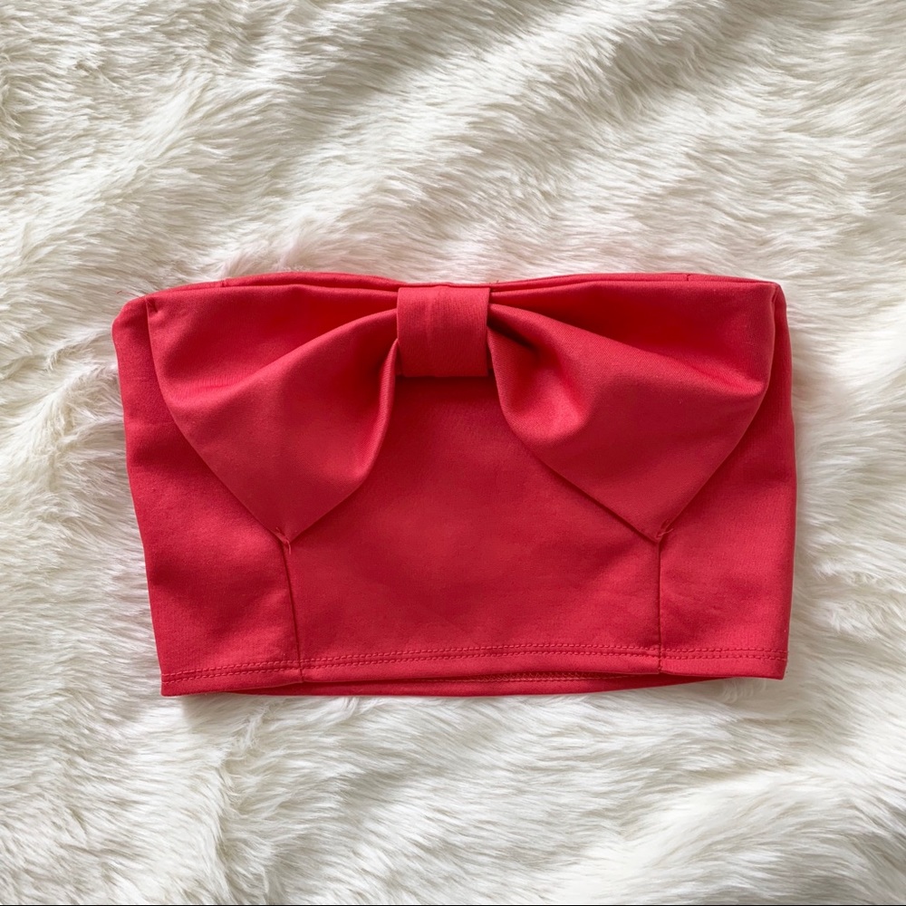 NWOT Charlotte Russe bow crop top strapless tube